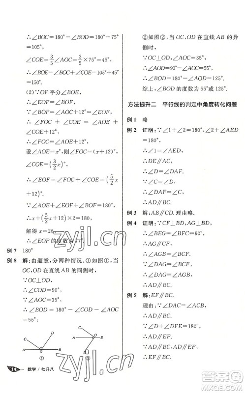 阳光出版社2022全品暑假温故知新7升8年级数学人教版答案