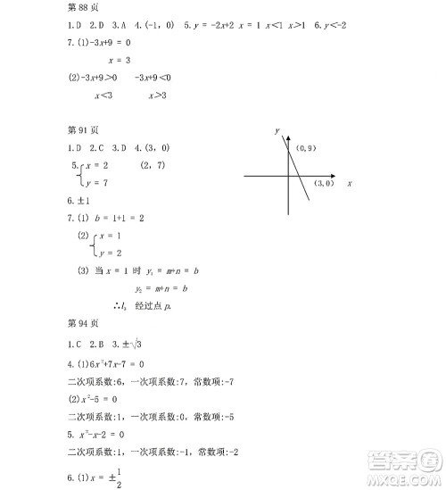 黑龙江少年儿童出版社2022Happy假日暑假五四学制八年级数学人教版答案