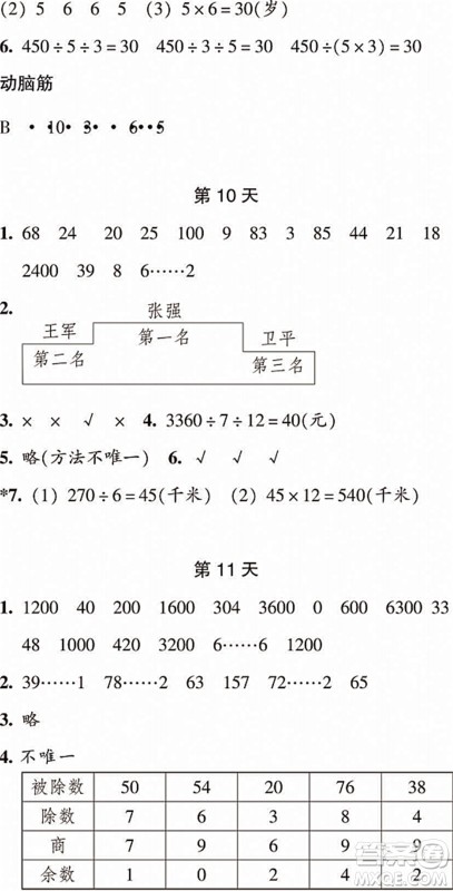 浙江教育出版社2022暑假作业本三年级数学科学R人教版答案 浙江教育出版社2022暑假作业本三年级数学科学R人教版答案