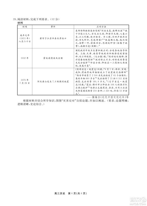 赣抚吉十一联盟2023届高三第一次联考历史试卷及答案