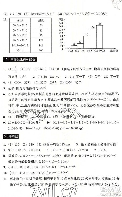 浙江教育出版社2022轻松上初中小学毕业班数学暑假作业升级版答案