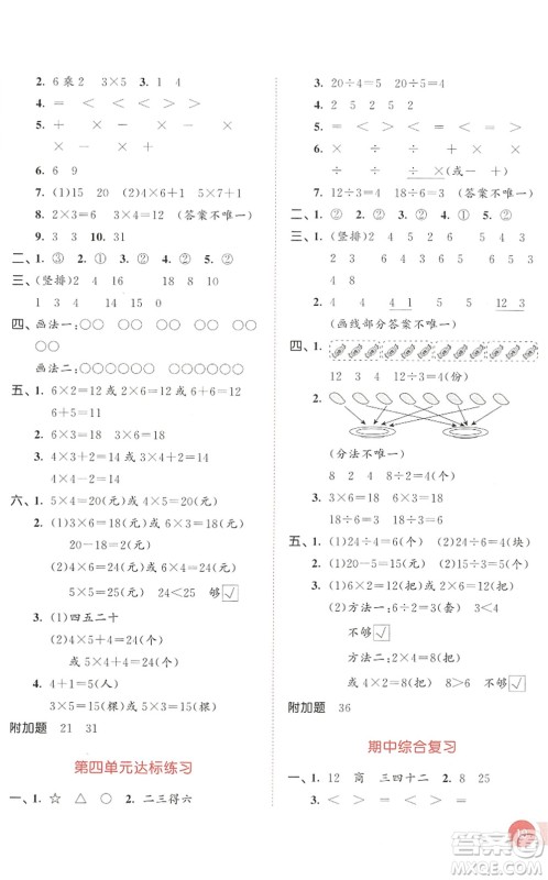 教育科学出版社2022秋季53天天练二年级数学上册SJ苏教版答案 教育科学出版社2022秋季53天天练二年级数学上册SJ苏教版答案