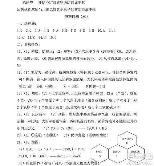 黑龙江少年儿童出版社2022Happy假日暑假九年级化学人教版答案