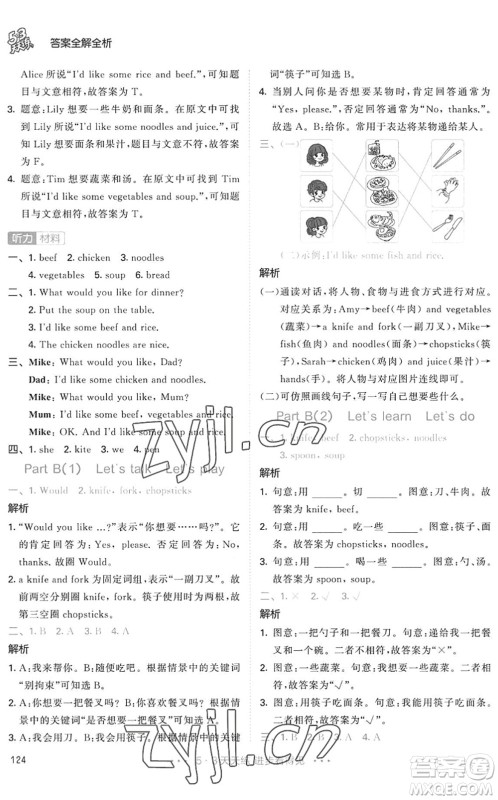 教育科学出版社2022秋季53天天练四年级英语上册RP人教PEP版答案