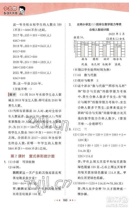 教育科学出版社2022秋季53天天练五年级数学上册SJ苏教版答案