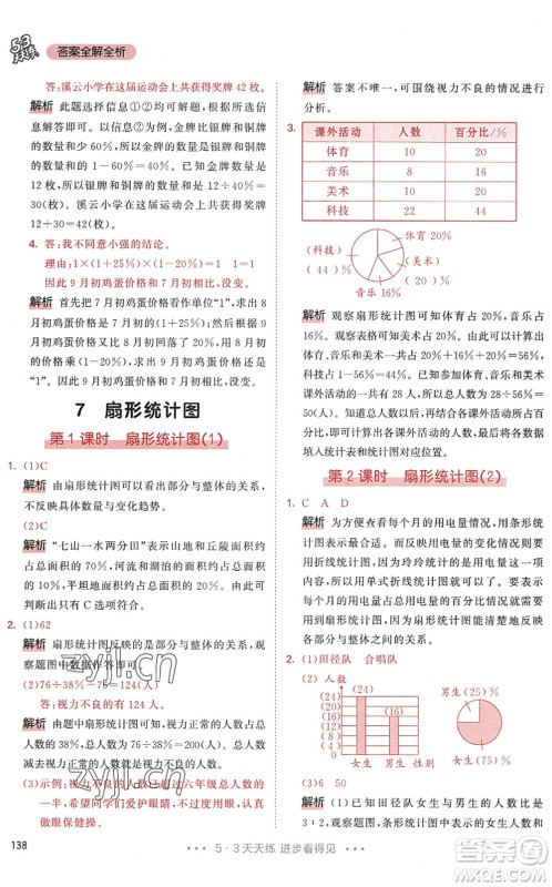 教育科学出版社2022秋季53天天练六年级数学上册RJ人教版答案