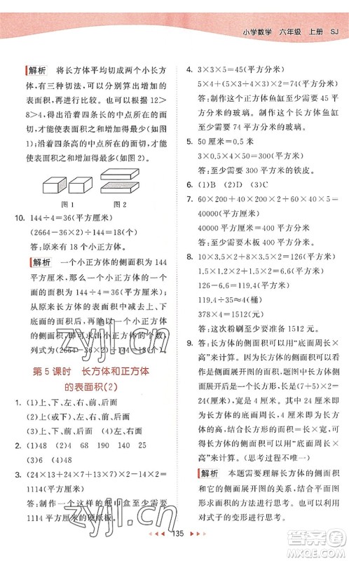 教育科学出版社2022秋季53天天练六年级数学上册SJ苏教版答案