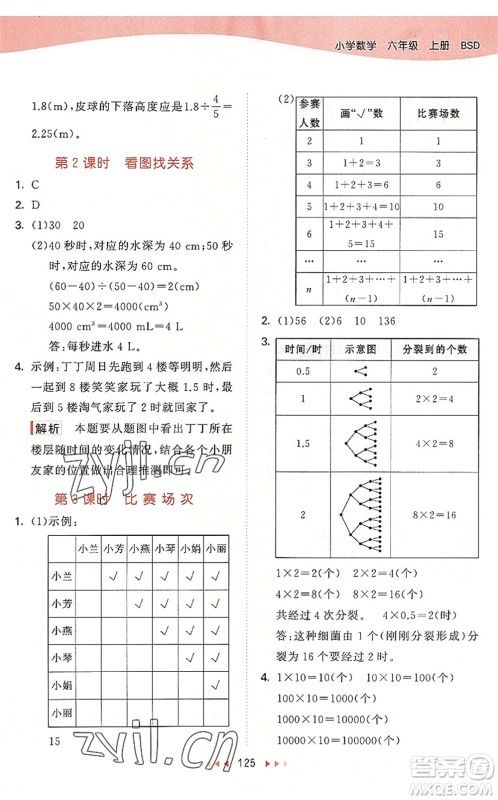 教育科学出版社2022秋季53天天练六年级数学上册BSD北师大版答案