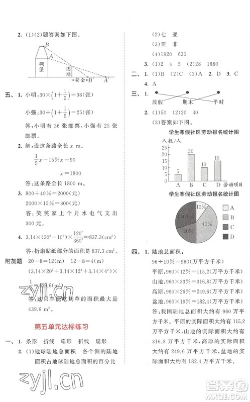 教育科学出版社2022秋季53天天练六年级数学上册BSD北师大版答案