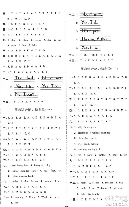 江西教育出版社2022阳光同学课时优化作业三年级英语上册教育科学版答案 江西教育出版社2022阳光同学课时优化作业三年级英语上册教育科学版答案