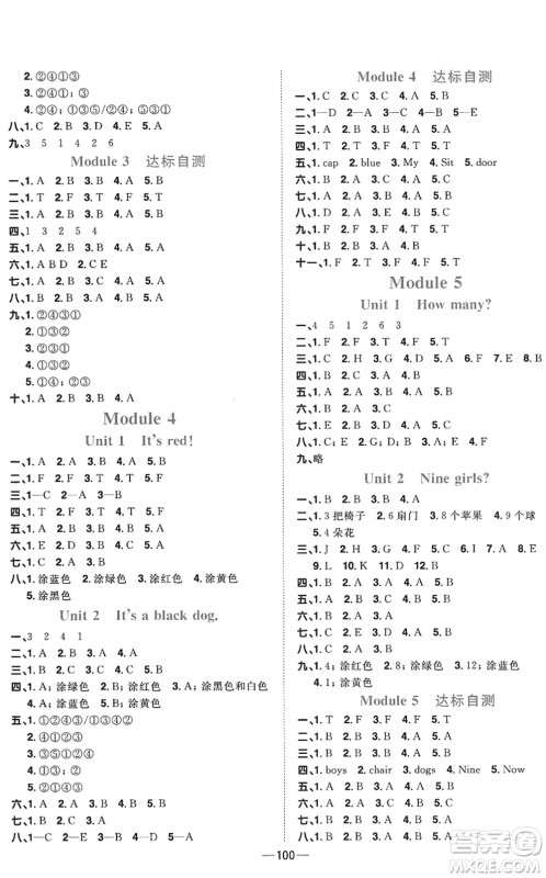 江西教育出版社2022阳光同学课时优化作业三年级英语上册外研版答案 江西教育出版社2022阳光同学课时优化作业三年级英语上册外研版答案