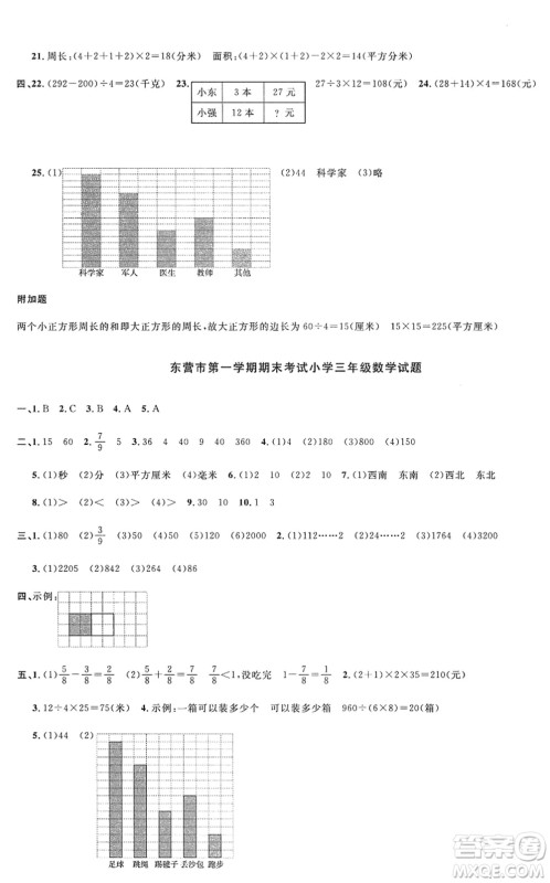 江西教育出版社2022阳光同学课时优化作业三年级数学上册QD青岛版五四专用答案
