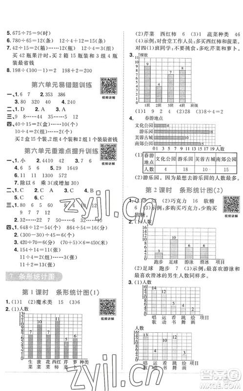 江西教育出版社2022阳光同学课时优化作业四年级数学上册RJ人教版答案