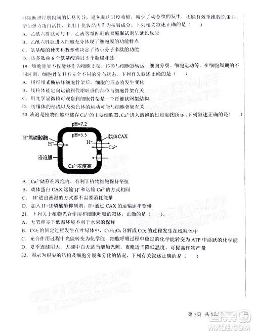 2023届河北深州中学高三年级第一次月考生物试题及答案