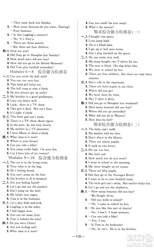 江西教育出版社2022阳光同学课时优化作业五年级英语上册外研版答案