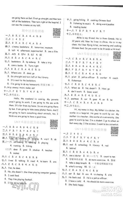 江西教育出版社2022阳光同学课时优化作业六年级英语上册PEP版答案