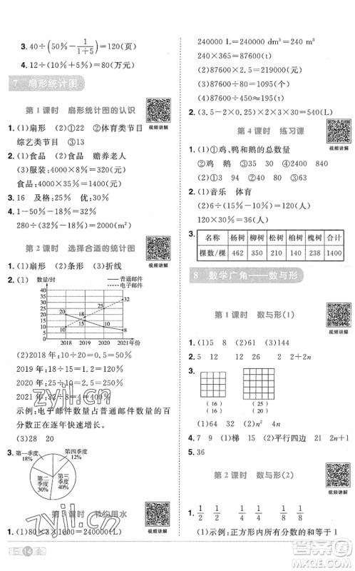 江西教育出版社2022阳光同学课时优化作业六年级数学上册RJ人教版菏泽专版答案