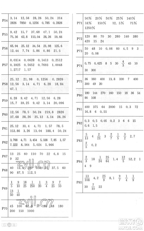 江西教育出版社2022阳光同学课时优化作业六年级数学上册RJ人教版菏泽专版答案