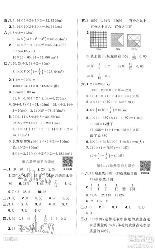 江西教育出版社2022阳光同学课时优化作业六年级数学上册RJ人教版菏泽专版答案