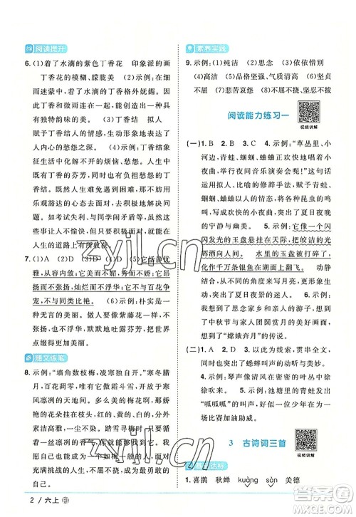 福建少年儿童出版社2022阳光同学课时优化作业六年级语文上册福建专版答案 福建少年儿童出版社2022阳光同学课时优化作业六年级语文上册福建专版答案