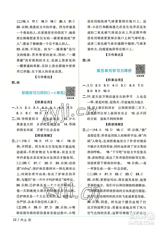 福建少年儿童出版社2022阳光同学课时优化作业六年级语文上册福建专版答案 福建少年儿童出版社2022阳光同学课时优化作业六年级语文上册福建专版答案