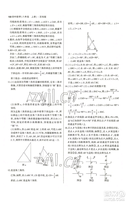 教育科学出版社2023年5年中考3年模拟八年级上册数学苏科版参考答案 教育科学出版社2023年5年中考3年模拟八年级上册数学苏科版参考答案