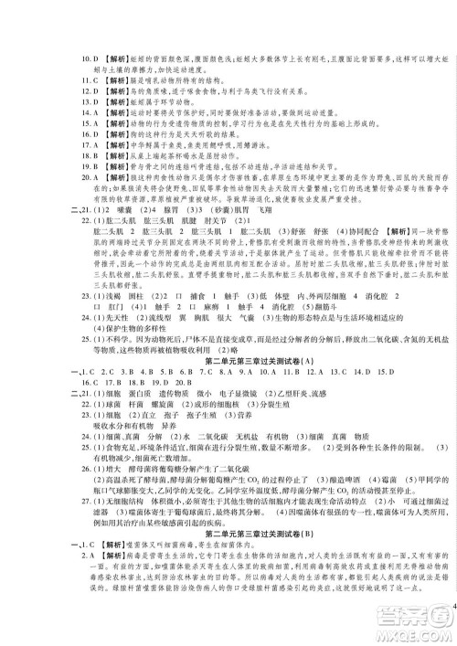 河北大学出版社2022黄冈全优AB卷生物七年级上册济南版答案 河北大学出版社2022黄冈全优AB卷生物七年级上册济南版答案