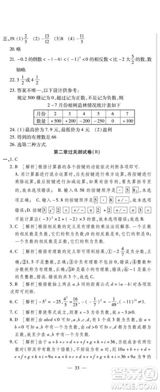 河北大学出版社2022黄冈全优AB卷数学七年级上册华师版答案 河北大学出版社2022黄冈全优AB卷数学七年级上册华师版答案
