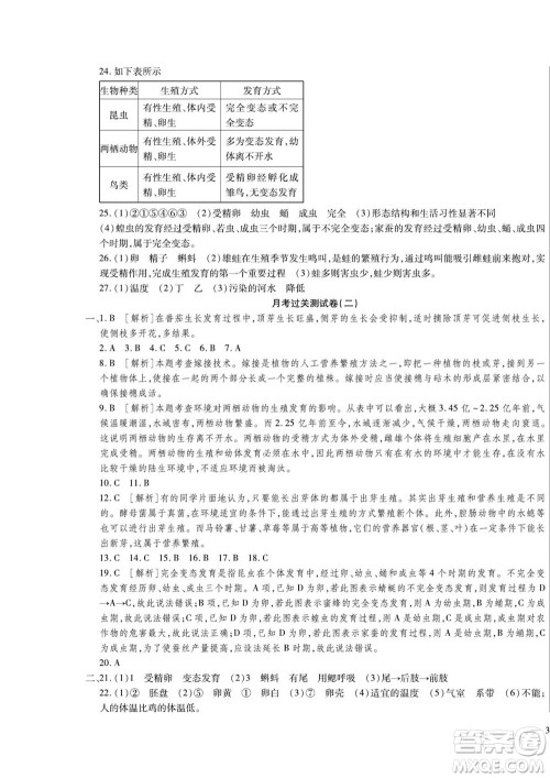 河北大学出版社2022黄冈全优AB卷生物八年级上册济南版答案 河北大学出版社2022黄冈全优AB卷生物八年级上册济南版答案