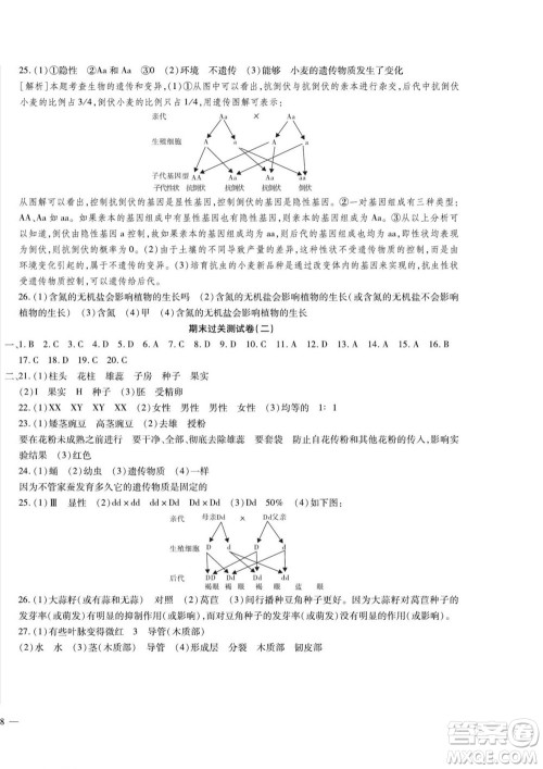 河北大学出版社2022黄冈全优AB卷生物八年级上册济南版答案 河北大学出版社2022黄冈全优AB卷生物八年级上册济南版答案