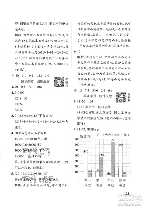 陕西师范大学出版总社2022PASS小学学霸作业本五年级数学上册SJ苏教版答案