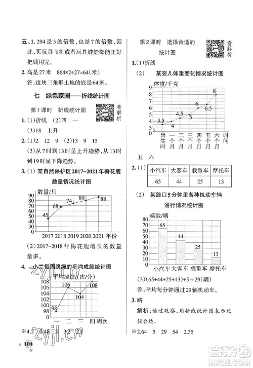 辽宁教育出版社2022PASS小学学霸作业本五年级数学上册QD青岛版山东专版答案