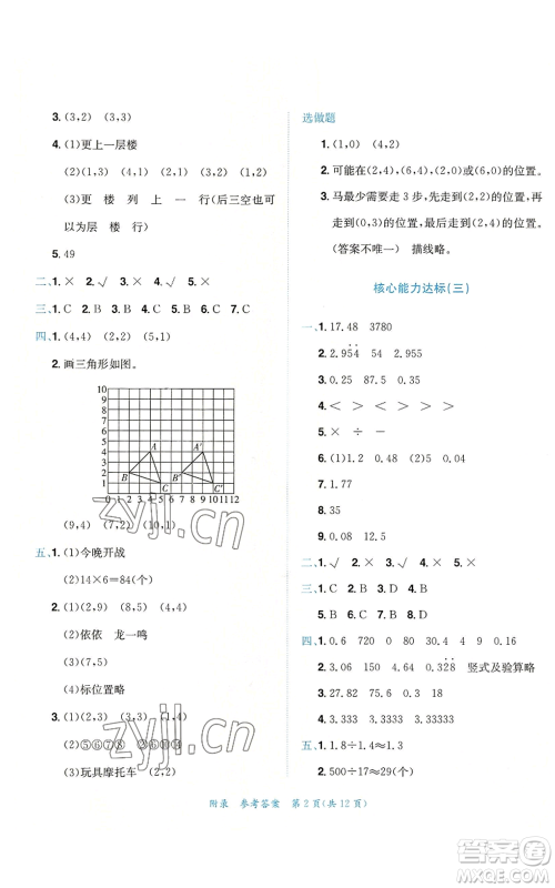 龙门书局2022秋季黄冈小状元达标卷五年级上册数学人教版参考答案 龙门书局2022秋季黄冈小状元达标卷五年级上册数学人教版参考答案