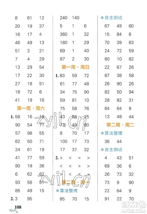 辽宁教育出版社2022PASS小学学霸天天计算三年级数学上册RJ人教版答案 辽宁教育出版社2022PASS小学学霸天天计算三年级数学上册RJ人教版答案