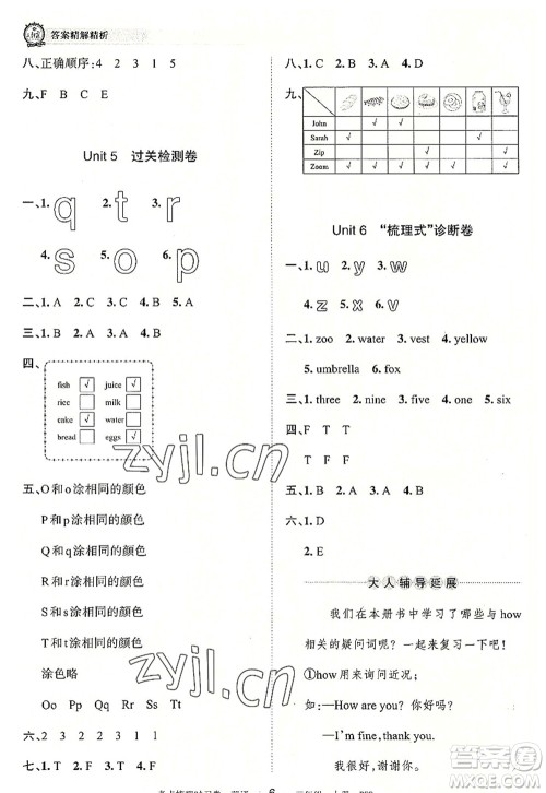 江西人民出版社2022王朝霞考点梳理时习卷三年级英语上册PEP版答案 江西人民出版社2022王朝霞考点梳理时习卷三年级英语上册PEP版答案