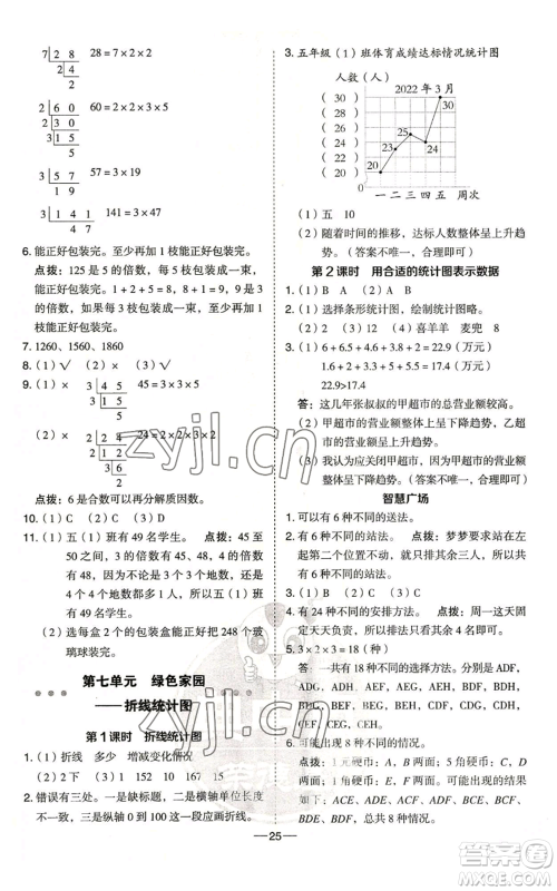 吉林教育出版社2022秋季综合应用创新题典中点五年级上册数学青岛版参考答案