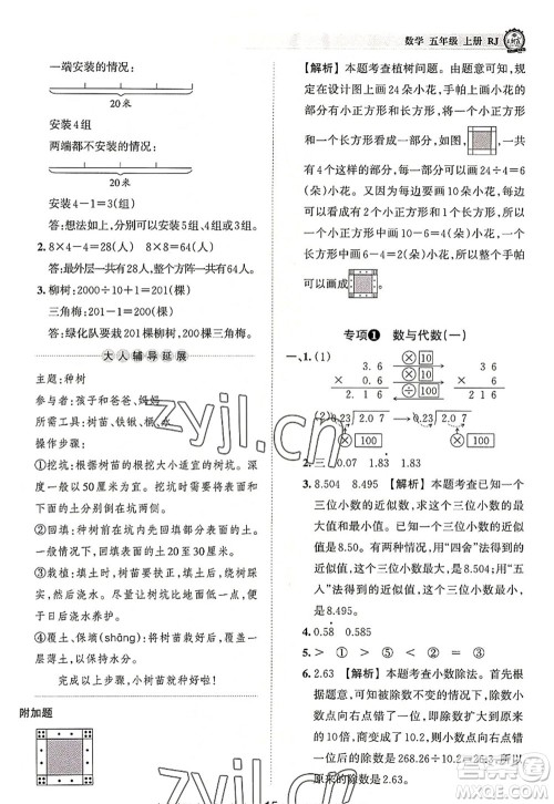 江西人民出版社2022王朝霞考点梳理时习卷五年级数学上册RJ人教版答案