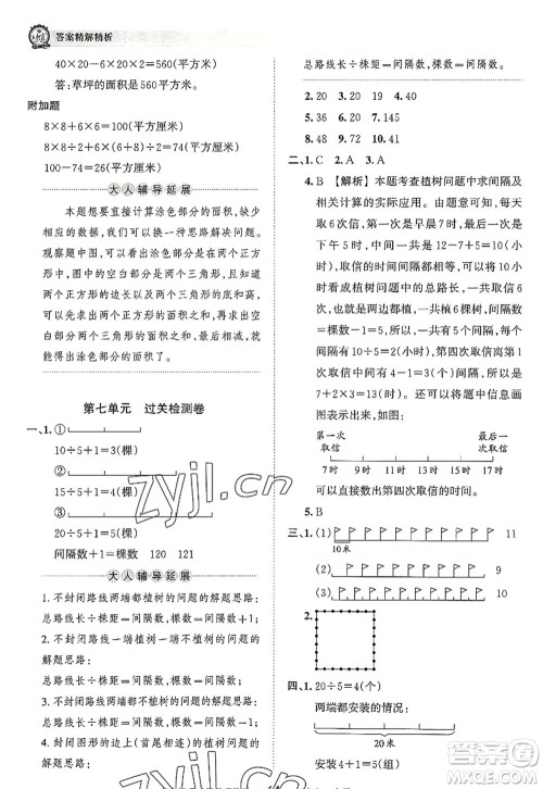 江西人民出版社2022王朝霞考点梳理时习卷五年级数学上册RJ人教版答案