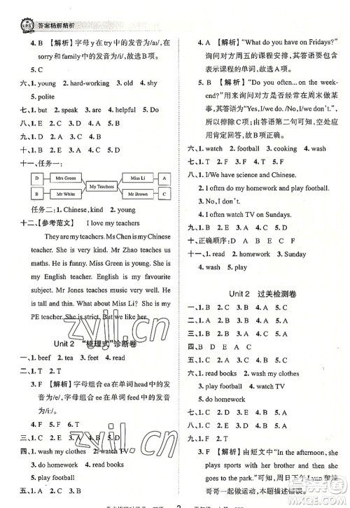 江西人民出版社2022王朝霞考点梳理时习卷五年级英语上册PEP版答案 江西人民出版社2022王朝霞考点梳理时习卷五年级英语上册PEP版答案