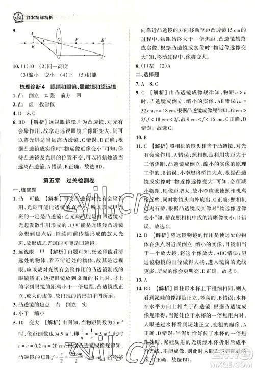 江西人民出版社2022王朝霞考点梳理时习卷八年级物理上册RJ人教版答案