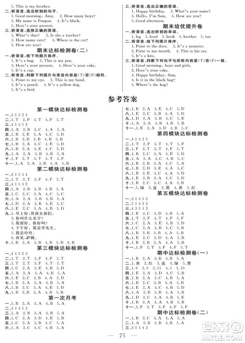 阳光出版社2022名师面对面大试卷英语三年级上册外研版答案 阳光出版社2022名师面对面大试卷英语三年级上册外研版答案