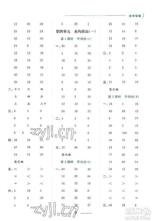 北京教育出版社2022亮点给力计算天天练二年级数学上册江苏版答案