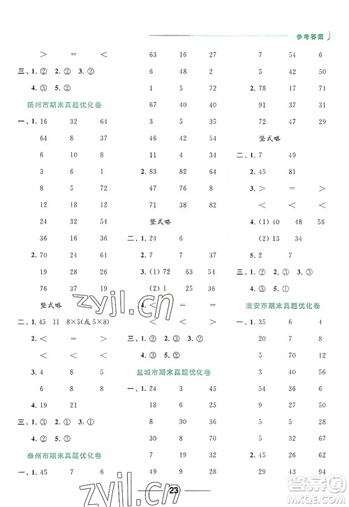 北京教育出版社2022亮点给力计算天天练二年级数学上册江苏版答案