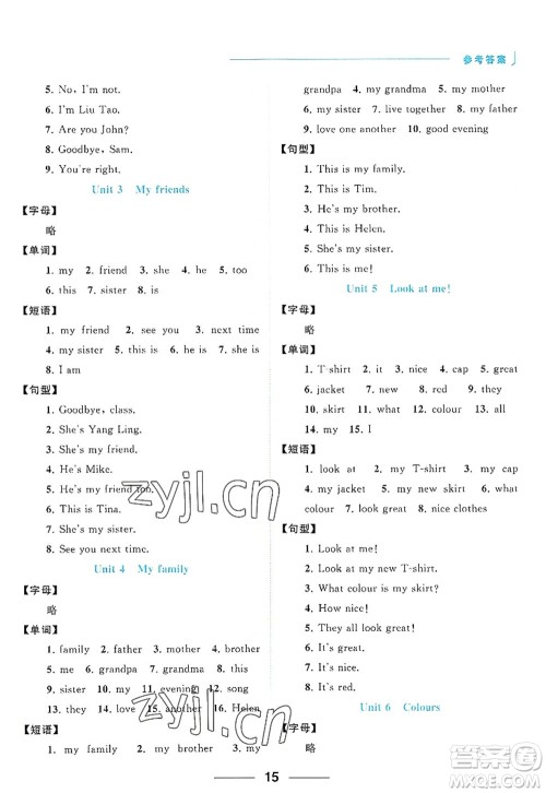 北京教育出版社2022亮点给力默写天天练三年级英语上册译林版答案 北京教育出版社2022亮点给力默写天天练三年级英语上册译林版答案