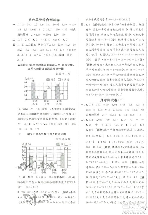 北京教育出版社2022亮点给力大试卷五年级数学上册江苏版答案