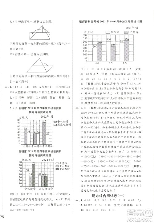 北京教育出版社2022亮点给力大试卷五年级数学上册江苏版答案