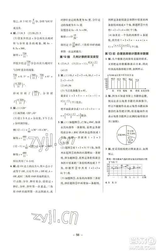 陕西人民教育出版社2022秋季综合应用创新题典中点提分练习册七年级上册数学沪科版参考答案