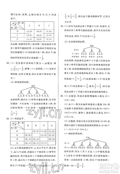 延边教育出版社2022亮点给力大试卷九年级数学上册SK苏科版答案