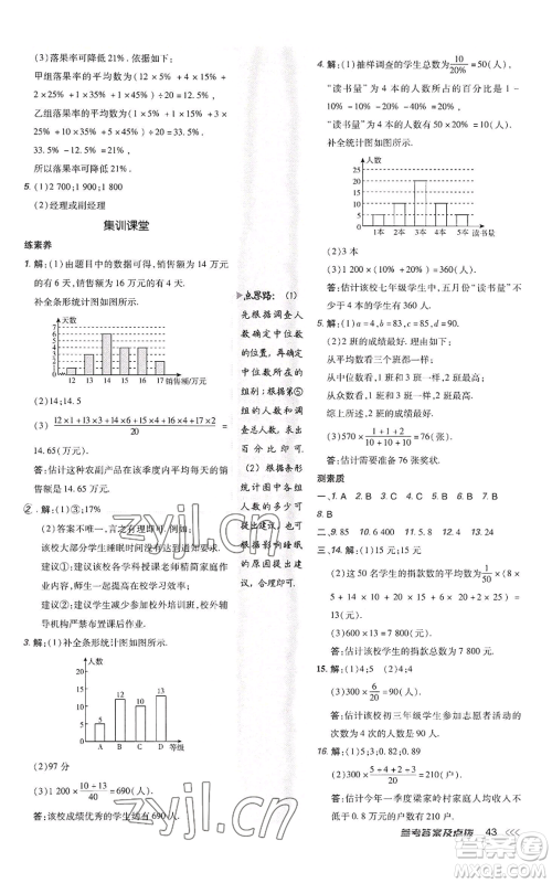 陕西人民教育出版社2022秋季综合应用创新题典中点提分练习册八年级上册数学北师大版参考答案