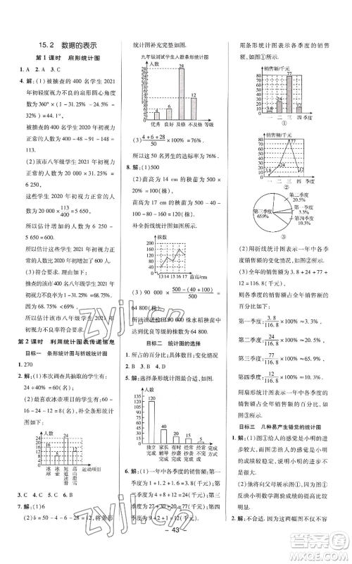 陕西人民教育出版社2022秋季综合应用创新题典中点提分练习册八年级上册数学华师大版参考答案